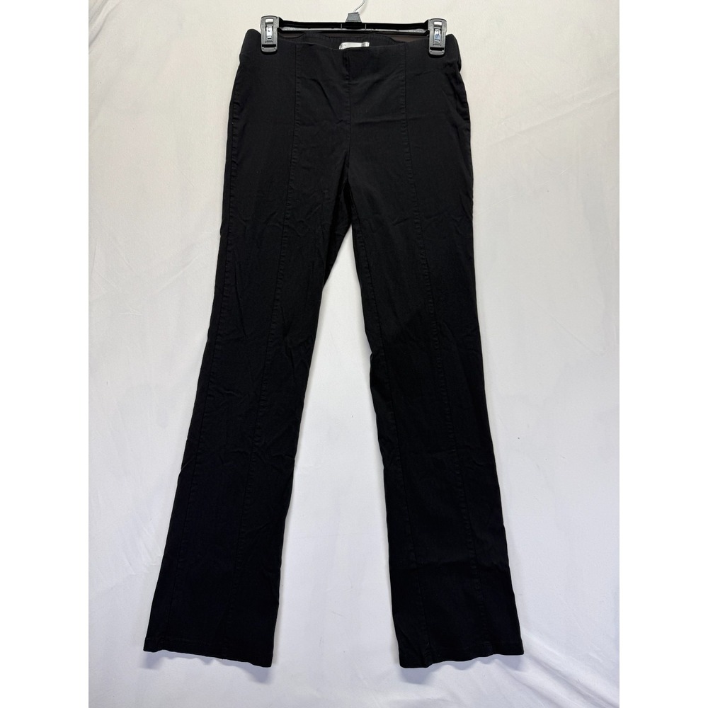 89th & Madison Ankle Pants Womens Petite Small Black Rayon Mid Rise Flared Leg
